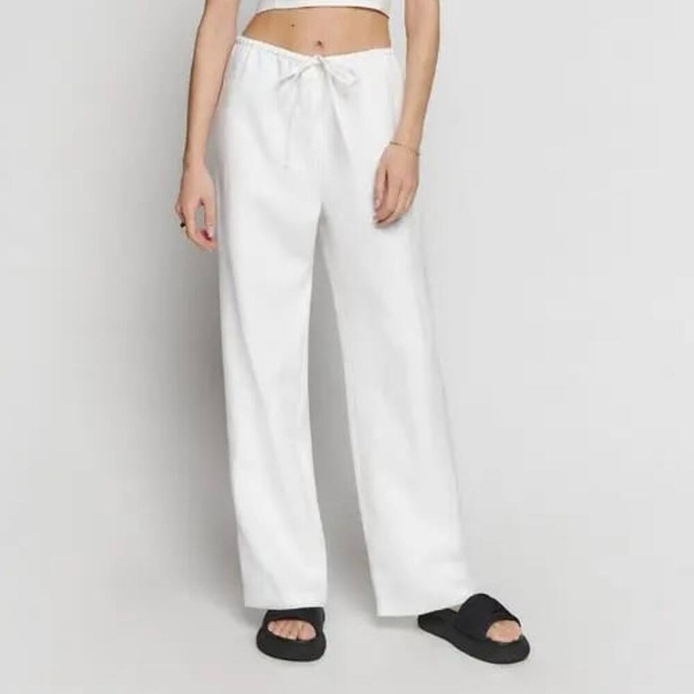 Reformation Jaida Linen Pants White Size XL NWT